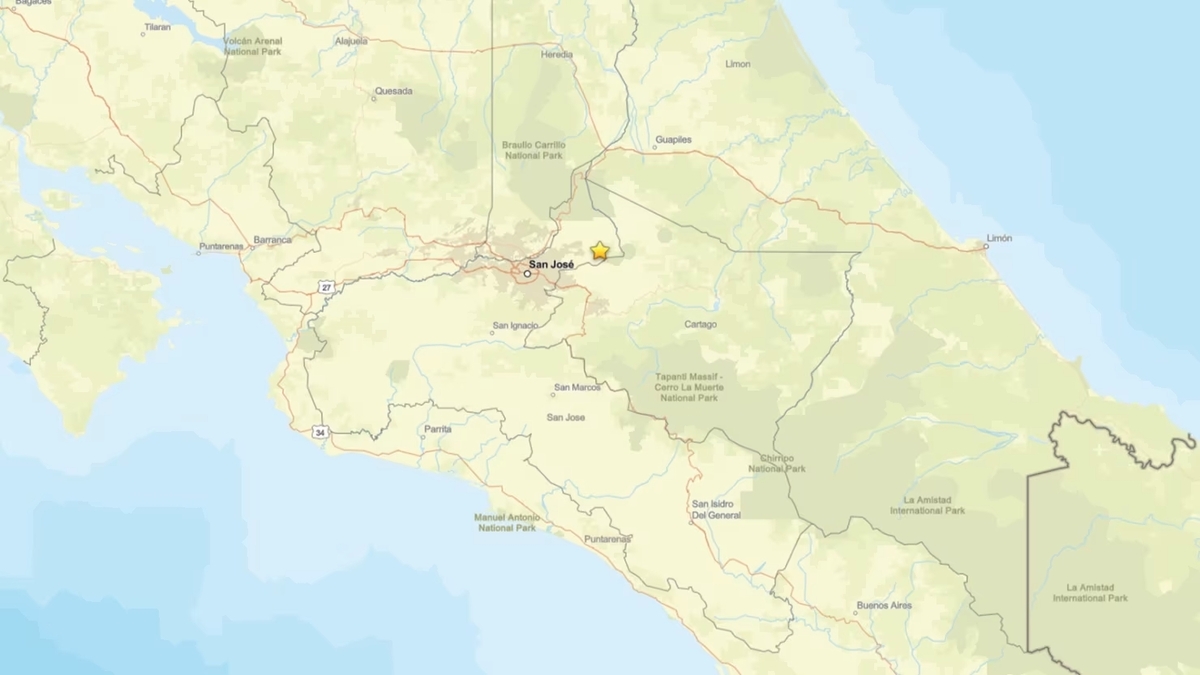 Temblor de 5.4 grados sacude zona central de Costa Rica