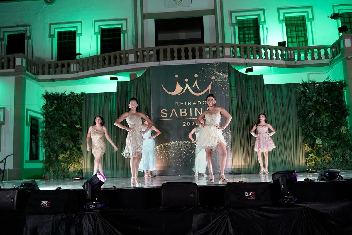 Seis candidatas protagonizaron una noche de gala, música y tradición durante el primer cómputo del Reinado Sabinas 2026 este domingo.  Sabinas realizó