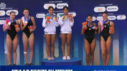 Gemelas Cueva ganan oro en tres metros sincronizados en Mundial Junior de Clavados