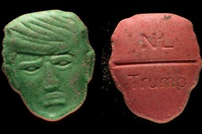 Emiten alerta roja por pastillas de éxtasis con forma de Trump