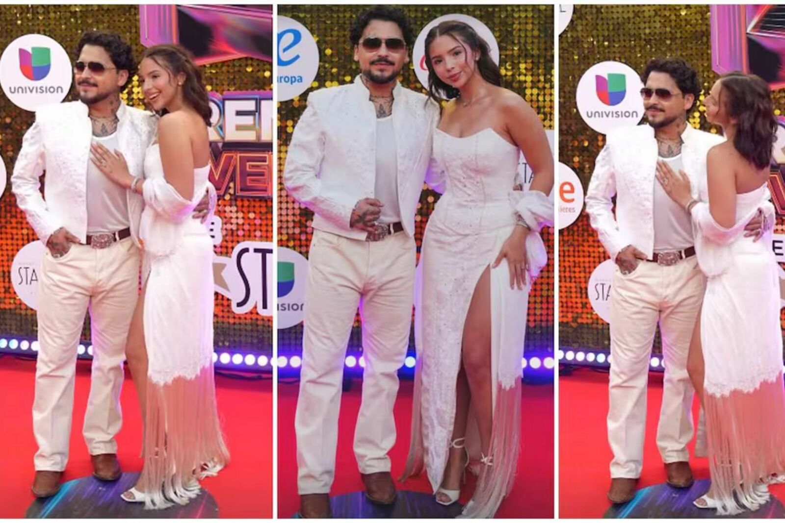 Ángela Aguilar y Christian Nodal sellan con un beso su paso por Premios Juventud