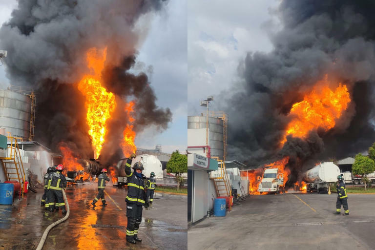 Fuego e impacto en Tlalnepantla: dos pipas con diésel explotan en fábrica