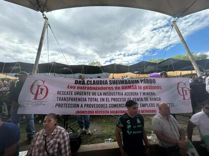 CONFLICTO Buscan atención federal para exigir solución a su adeudo laboral. Saltillo, Coahuila, 6 de septiembre de 2026.- Ex obreros de Altos Hornos de México (AHMSA)