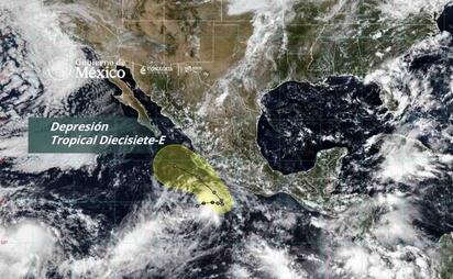 Se desarrolla depresión tropical Diecisiete-E al sureste de Michoacán