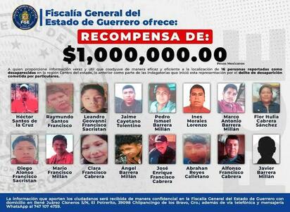Fiscalía ofrece recompensa por información sobre desaparecidos