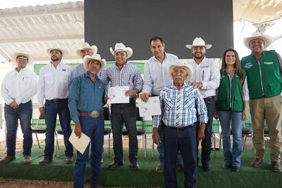 Entregan sementales bovinos para fortalecer la ganadería de Sabinas y productores