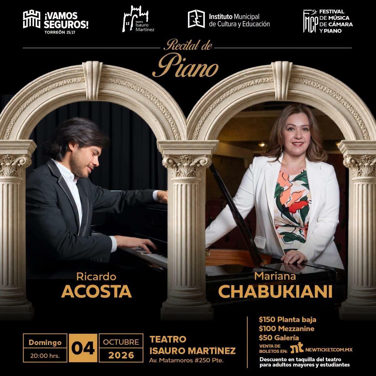 Presentarán recital de piano en el Teatro Isauro Martínez de Torreón