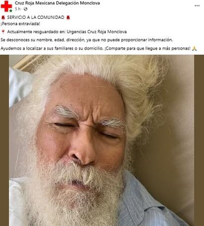 Abuelito llega solo a Cruz Roja; buscan a sus familiares