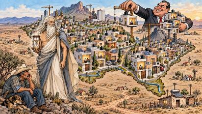Cronos - Caricatura editorial... Más casas, menos habitantes