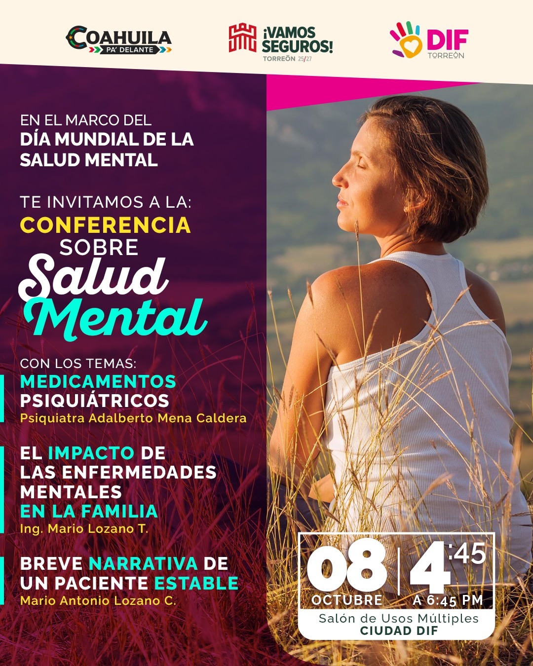 Invita DIF Torreón a conferencia sobre salud mental