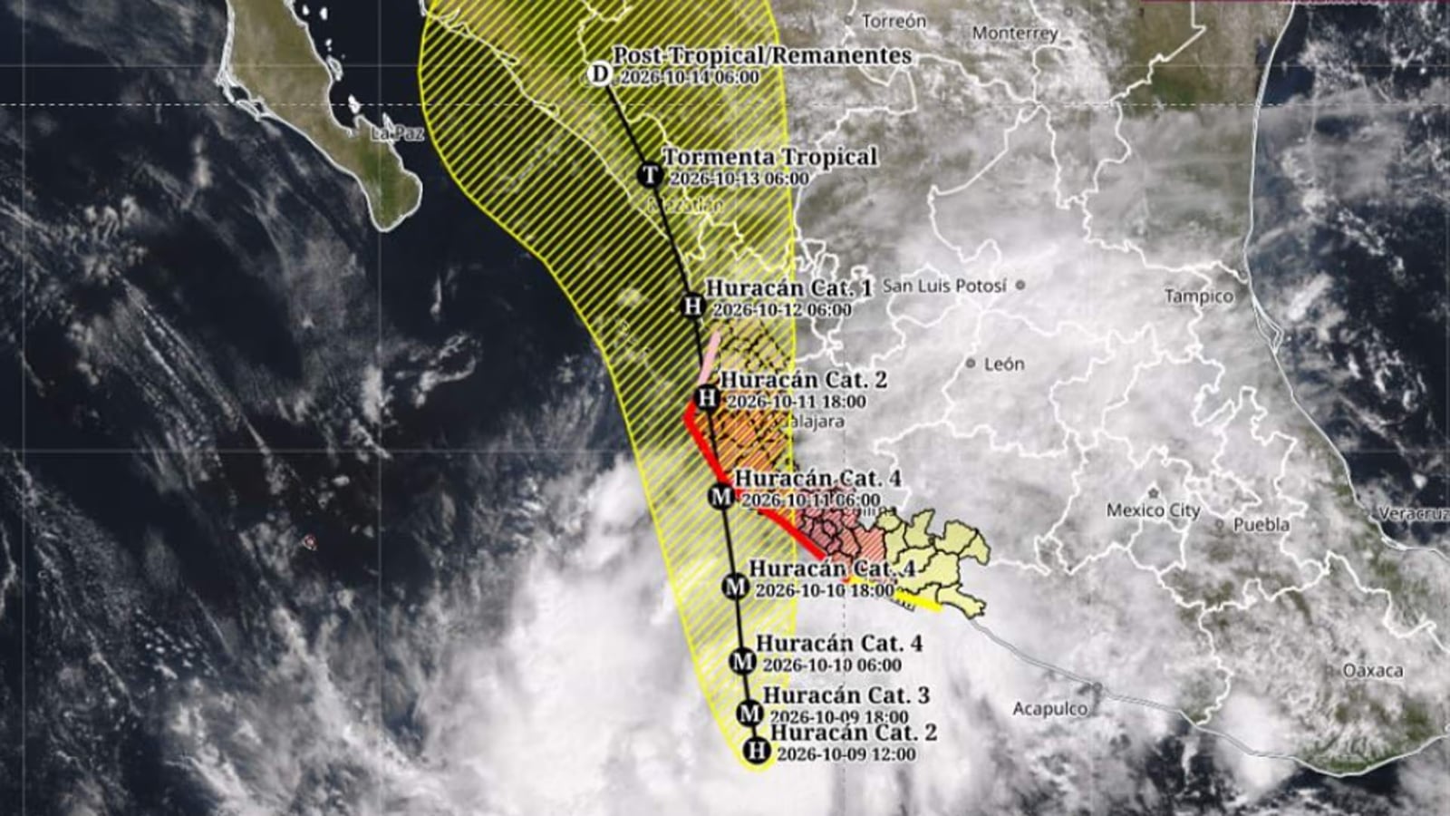 Huracán Simón categoría 4 amenaza costas de Jalisco y Colima
