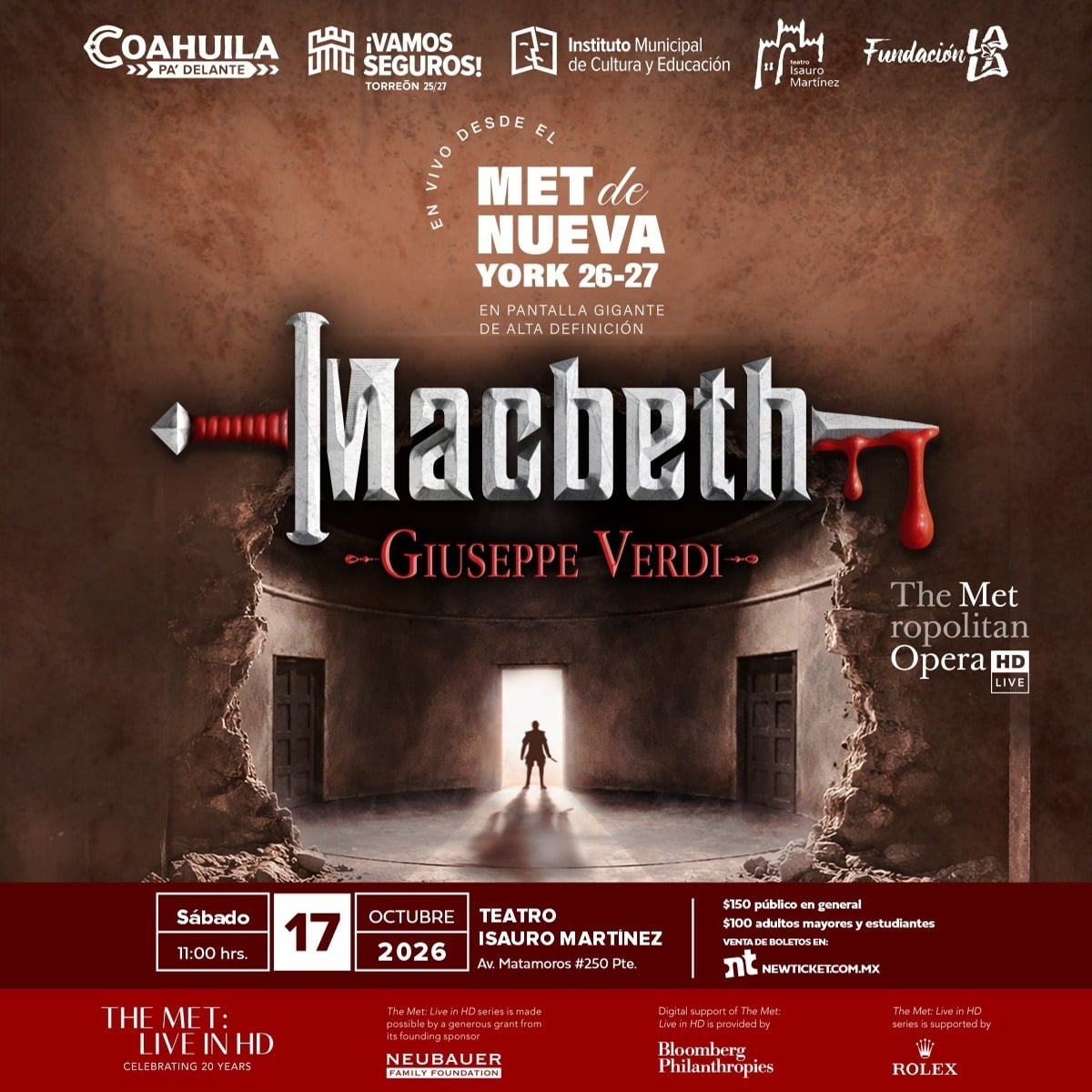 Anuncian transmisión en vivo de Macbeth desde el Met de Nueva York