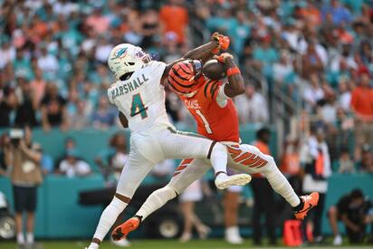 Bengals vencen 31-24 a Dolphins con cuatro pases de touchdown de Joe Burrow