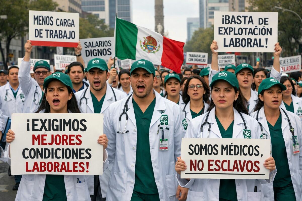 Médicos del IMSS convocan a marcha nacional y exigen aumento salarial de 10%