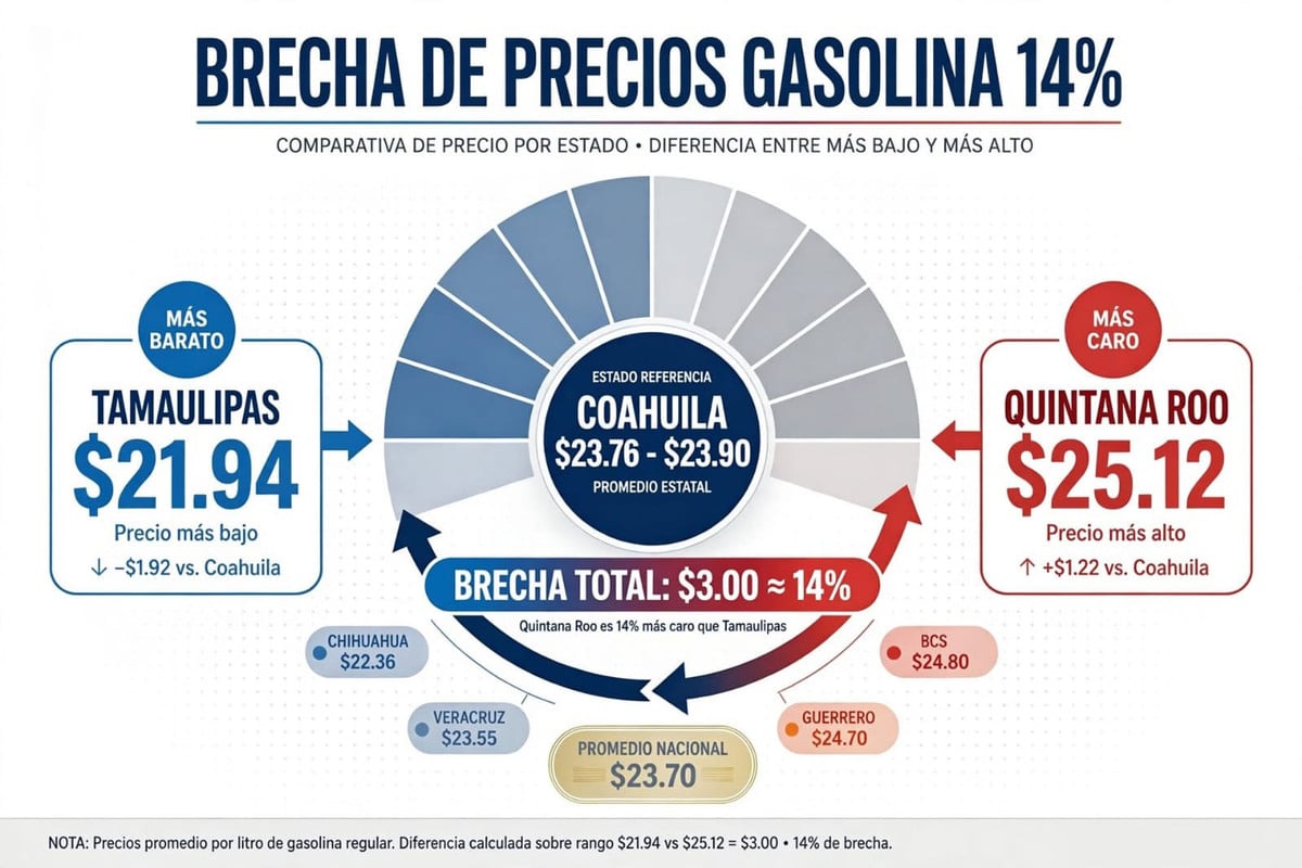 Gasolina en Coahuila: una brecha que golpea el bolsillo