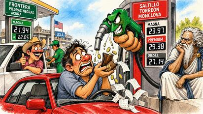 Cronos - Caricatura editorial... Gasolina que exprime el bolsillo