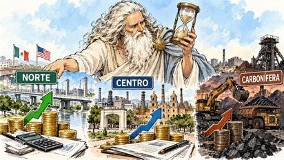 Cronos - Caricatura editorial - Tres regiones, tres ritmos económicos