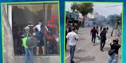 Ciudadanos expulsaron a grupos de encapuchados para mantener el carácter pacífico de la segunda marcha por el agua en Guadalajara.  La segunda marcha