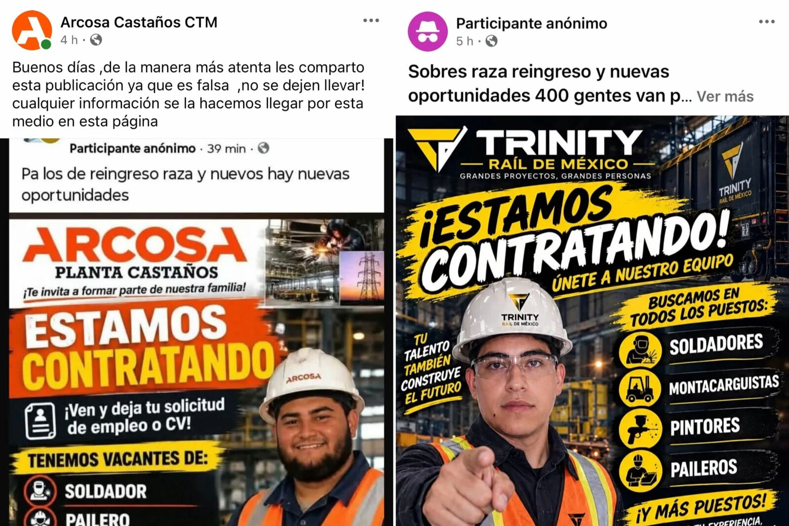Ofrecen falsas vacantes en Trinity y Arcosa