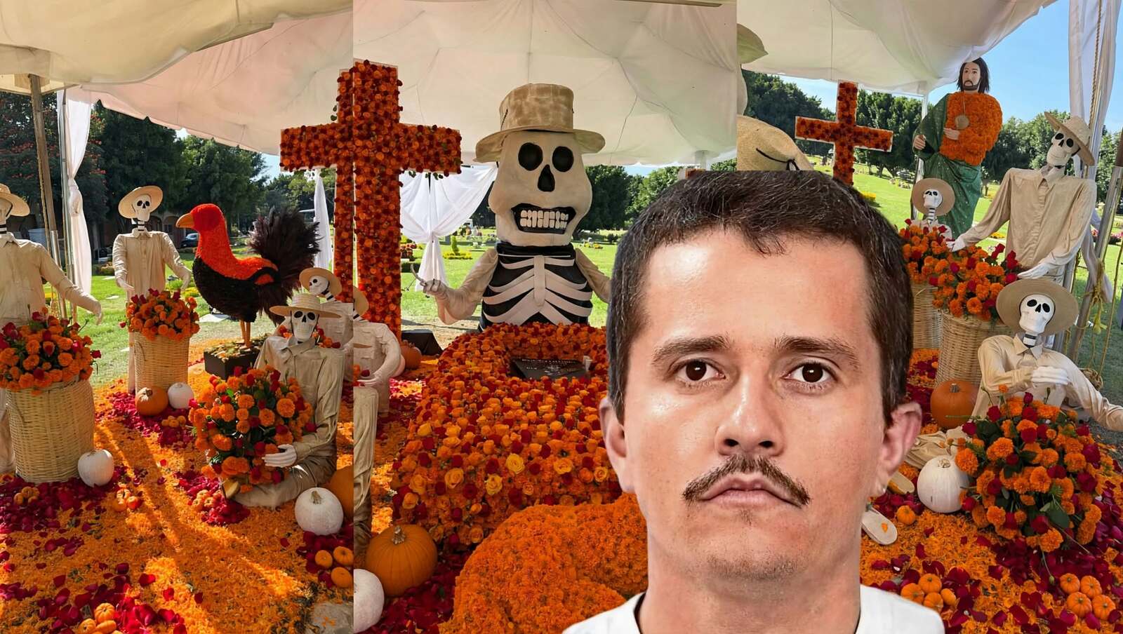 Un gallo gigante y calaveras: así luce la tumba de ‘El Mencho’ en Jalisco