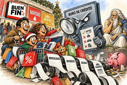 Cronos - Caricatura editorial... Compras de hoy, deudas de mañana