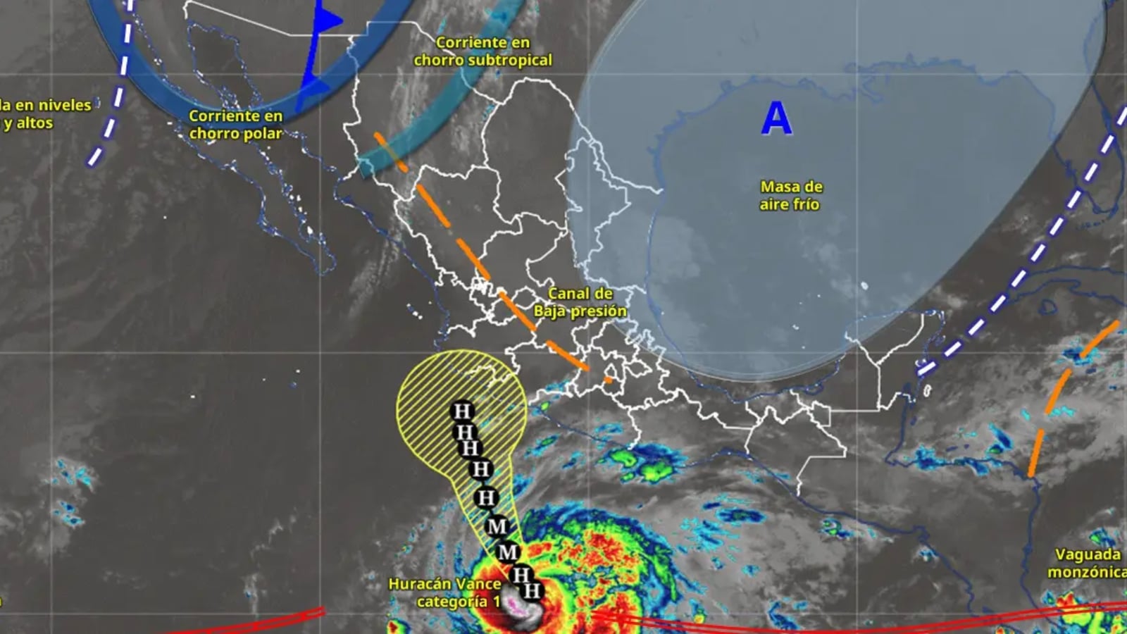Frente frío y huracán Vance provocarán lluvias en México