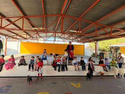 Alumnos de segundo A desfilan con mascotas en alfombra roja escolar