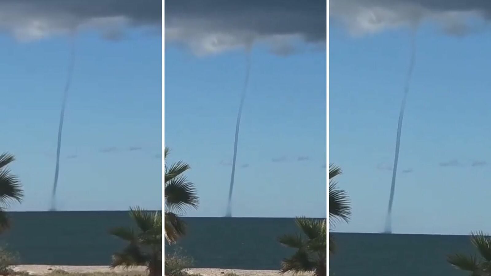 Tromba marina sorprende frente a las costas de Sonora