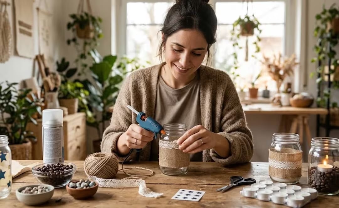 Portavelas con frascos de café; 5 ideas económicas y decorativas