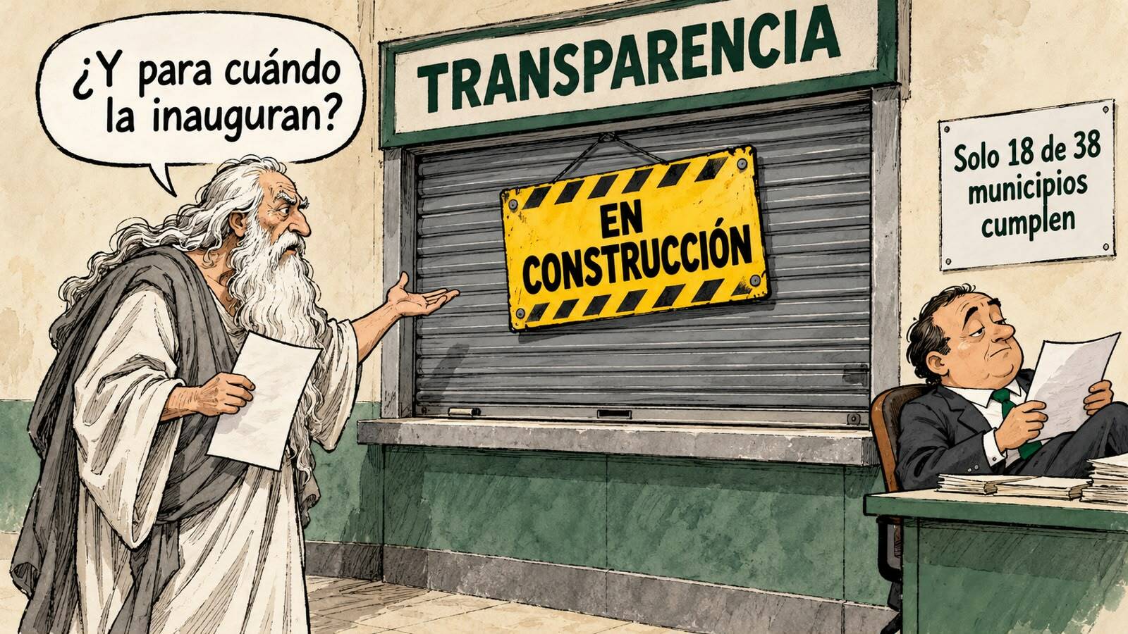 Caricatura editorial... Transparencia en obra negra