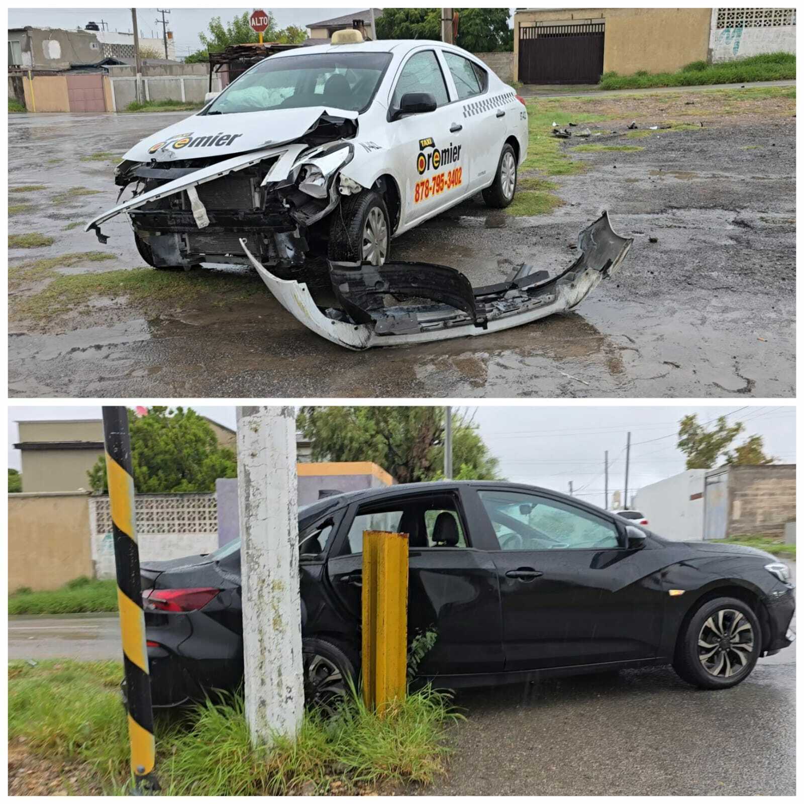 Lluvias complican circulación y se registra choque entre taxi y vehículo particular en Piedras Negras