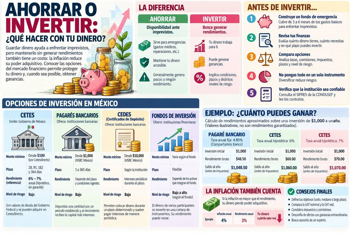 Ahorrar o invertir: qué opción conviene más a los coahuilenses